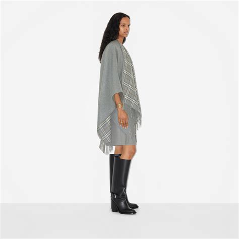 burberry check wool cape grey|authentic burberry poncho.